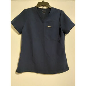 Jaanuu Women's Rhena One Pocket Scrub Top Navy Size Small EUC